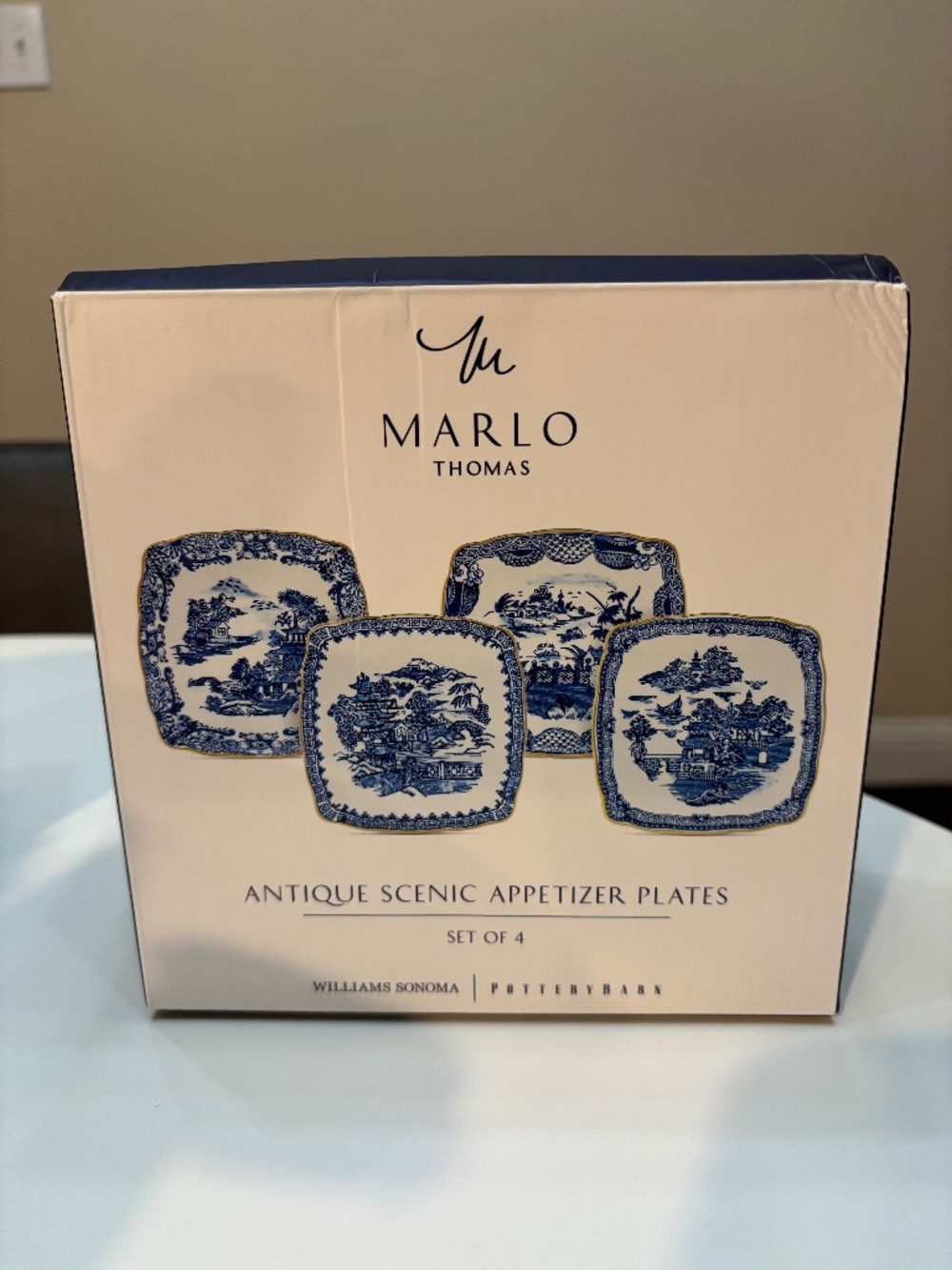 Williams Sonoma Pottery Barn Marlo Thomas Antique Scenic Appetizer Plate Set